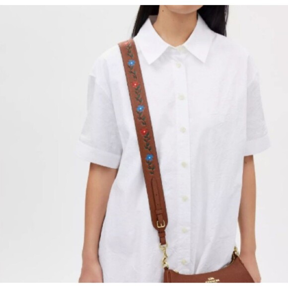 Coach leather bag strap with tooling - Picture 1 of 6